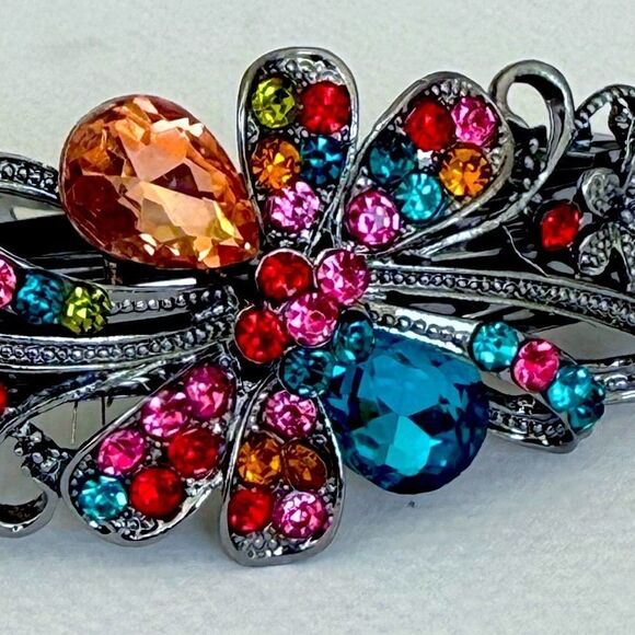 Bejeweled French Barrette – Colorful Crystal Flower main image 6
